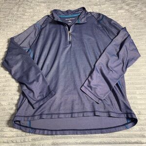 Tommy Bahama‎ Navy Blue Light Weight 1/4 Zip Pull Over Jacket 2XL